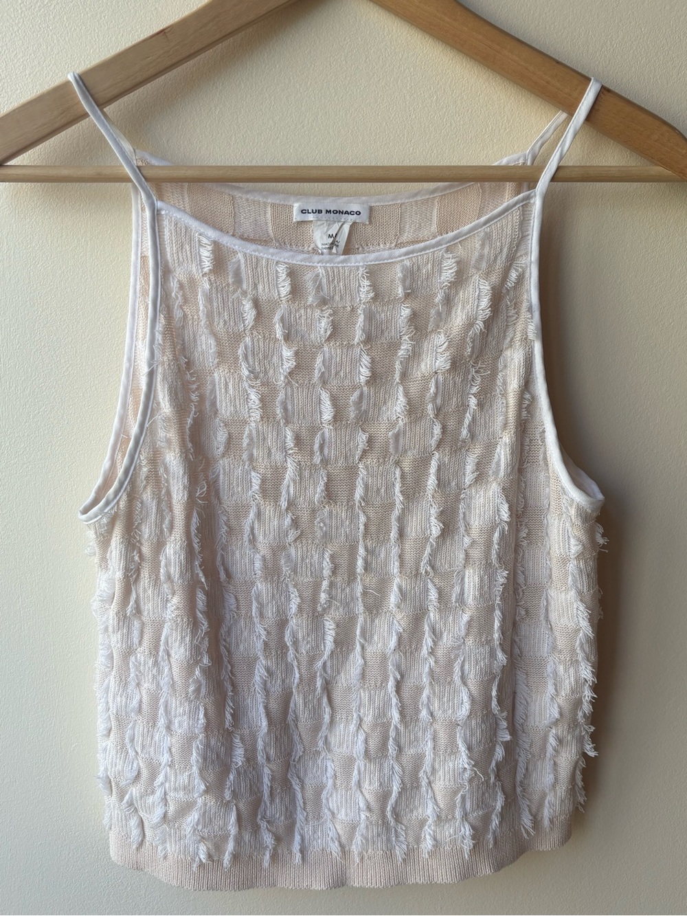 Club Monaco Cream Fringe Knit Camisole